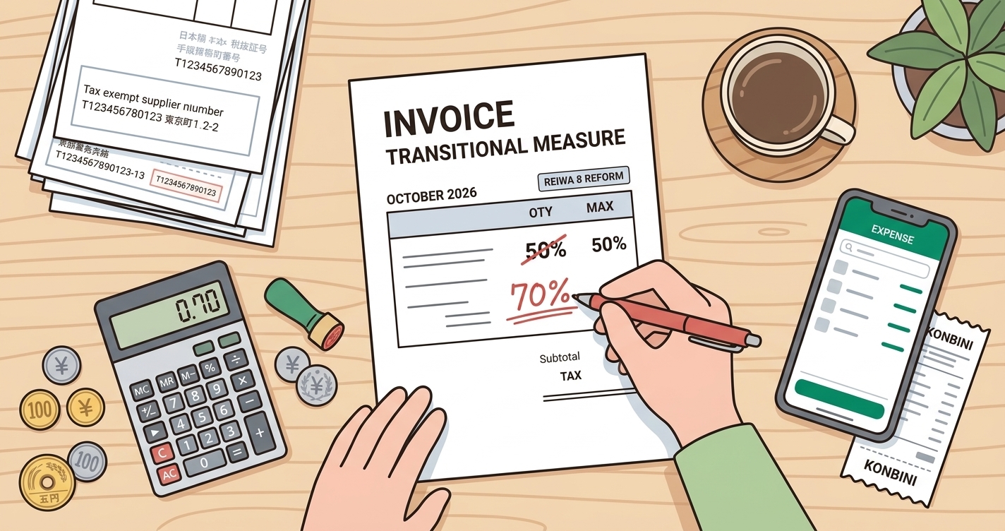 Japan's Invoice Transitional Credit Is Now 70% from October 2026 (Reiwa 8 Reform)